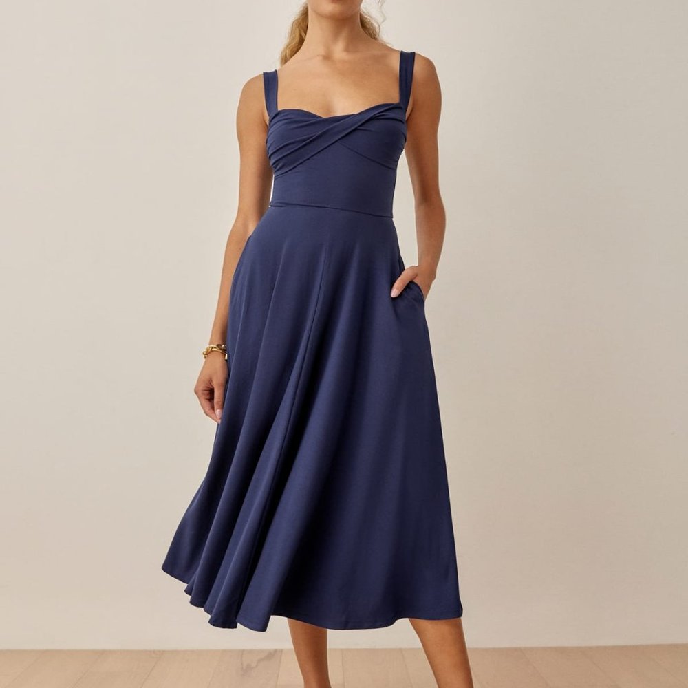 NWT Reformation Ami Knit Dress in Danube